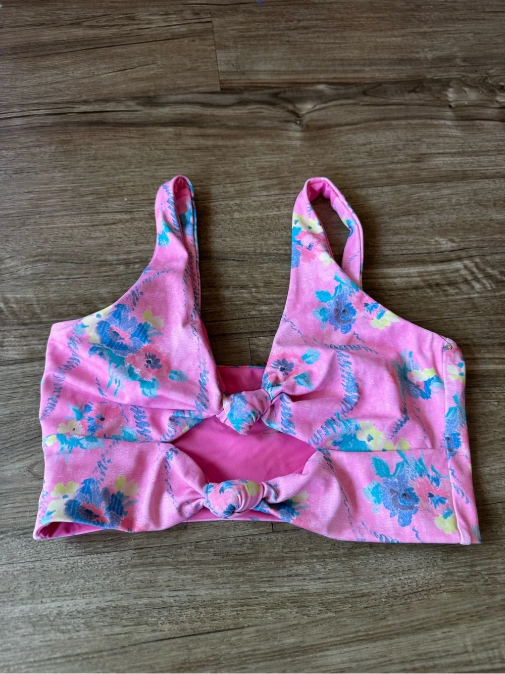 Love shack fancy x beach riot pink floral sports bra top size M